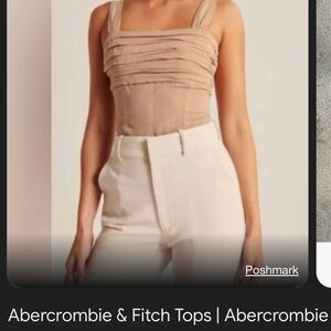 NWT Abercrombie and Fitch tan ruched corset style detail tank